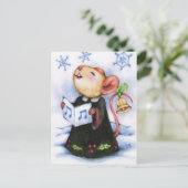 Kerst Caroling Mouse Schattigee vakantie Briefkaar Feestdagenkaart (Staand voorkant)