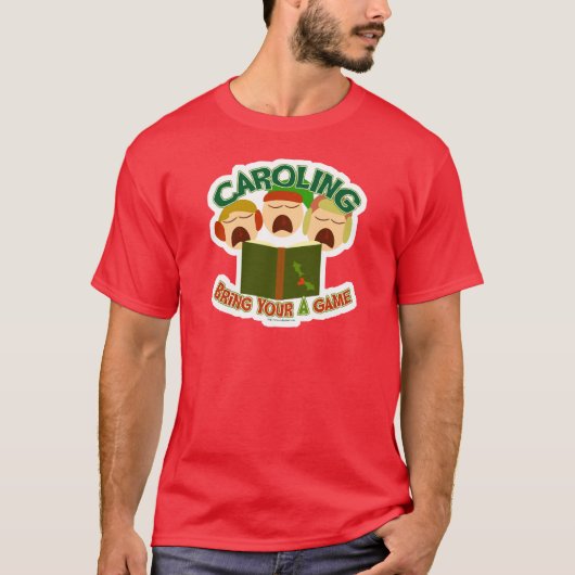 Kerst Caroling Schattigee vakantie Cartoon Kunst T-shirt (Voorkant)