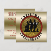 Kerst Caroling Zwart Goud Rood Kaart (Voorkant / Achterkant)