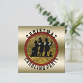 Kerst Caroling Zwart Goud Rood Kaart (Staand voorkant)