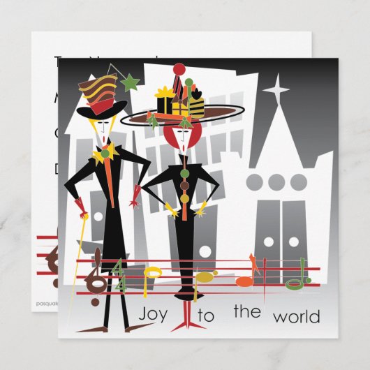 Kerst Carols Joy Kaart/Uitnodiging Kaart (Voorkant / Achterkant)