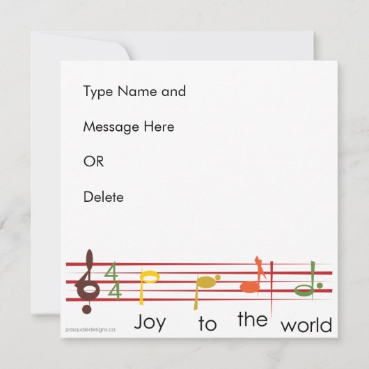 Kerst Carols Joy Kaart/Uitnodiging Kaart (Achterkant)