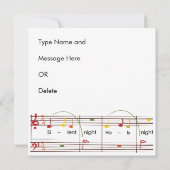 Kerst Carols Silent Kaart/Uitnodiging Kaart (Achterkant)