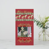 Kerst carrousel fotokaart feestdagenkaart (Staand voorkant)