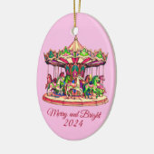 Kerst Carrousel in Snoep Stripes Keramisch Ornament (Links)