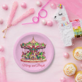 Kerst Carrousel in Snoep Stripes Papieren Bordje (Feest)