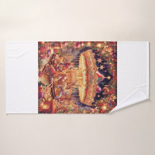 'Kerst Carrousel Joy badhanddoek (Badhanddoek)