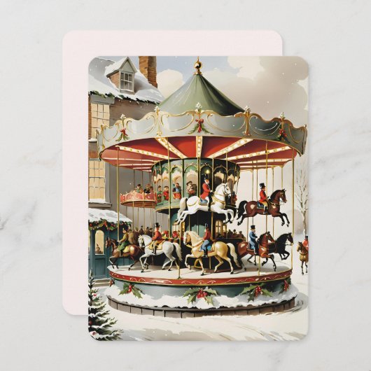 Kerst  carrousel ontwerp kaart (Voorkant / Achterkant)