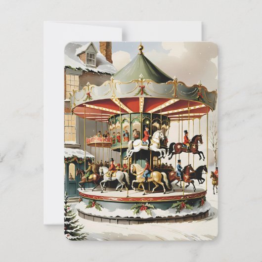 Kerst  carrousel ontwerp kaart (Voorkant)