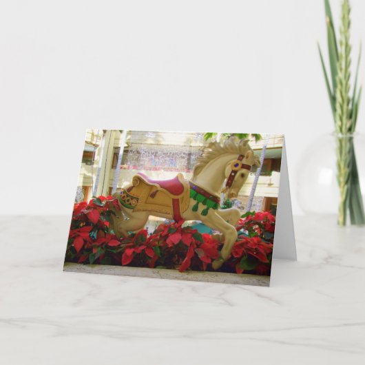 Kerst Carrousel Paard - 1 Feestdagen Kaart (Voorkant)
