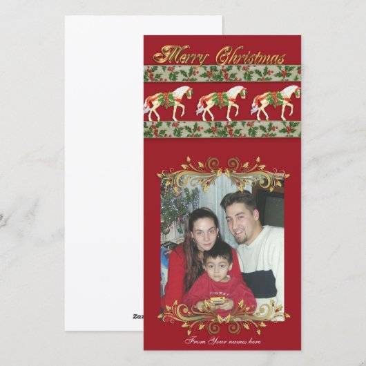 Kerst Carrousel paarden Fotokaart Feestdagenkaart (Voorkant / Achterkant)