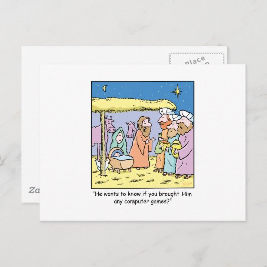 Kerst Cartoon Drie Wise Kings Computer Games Feestdagenkaart (Voorkant / Achterkant)