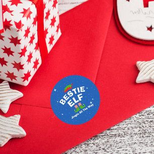 Kerst Cartoon Elf aangepaste naam en zin Ronde Sticker