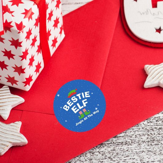 Kerst Cartoon Elf aangepaste naam en zin Ronde Sticker
