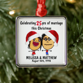 Kerst Cartoon Gelukkig Huwelijk Metalen Ornament