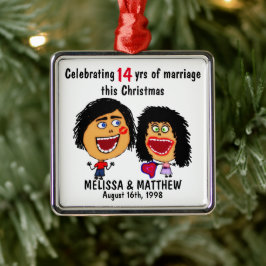 Kerst Cartoon Gelukkig Huwelijk Metalen Ornament