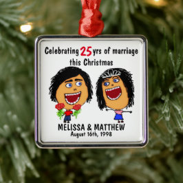 Kerst Cartoon Gelukkig Huwelijk Metalen Ornament