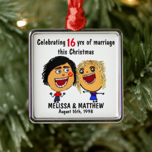 Kerst Cartoon Gelukkig Huwelijk Metalen Ornament
