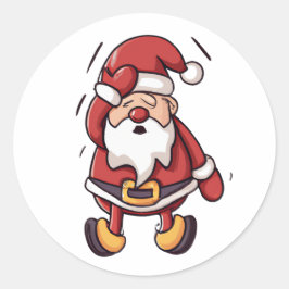 Kerst Cartoon Karakter - Santa Ronde Sticker