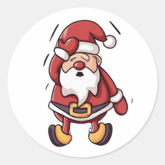 Kerst Cartoon Karakter - Santa Ronde Sticker