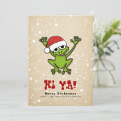 Kerst Cartoon Kikker Feestdagenkaart (Staand voorkant)