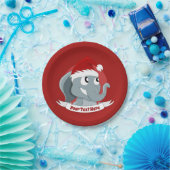 Kerst cartoon met een leuk olifantenpapier bord (Feest)