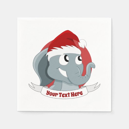 Kerst cartoon met een leuke olifant servetten (Voorkant)