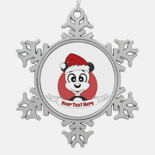 Kerst cartoon met schattig panda beer tin sneeuwvlok ornament (Voorkant)