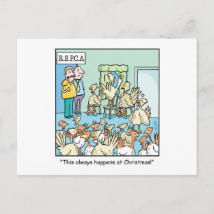 Kerst Cartoon over kalkoenen Feestdagenkaart
