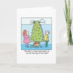 Kerst Cartoon Oversized Tree Feestdagen Kaart