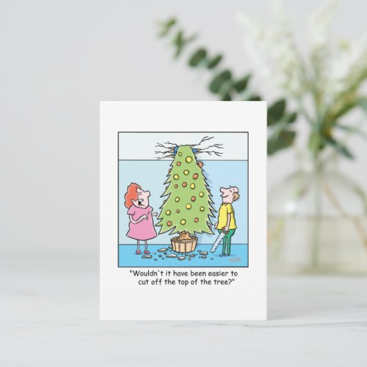 Kerst Cartoon Oversized Tree Feestdagenkaart (Staand voorkant)