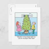 Kerst Cartoon Oversized Tree Feestdagenkaart (Voorkant / Achterkant)