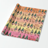 Kerst Cartoon Patroon - Sneeuwman Kerstman Rendier Cadeaupapier (Uitgerold)