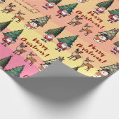 Kerst Cartoon Patroon - Sneeuwman Santa Reindeer Cadeaupapier (Hoek)