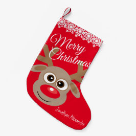 Kerst Cartoon Rendier Karakter Rood Genoemd Kleine Kerstsok