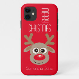 Kerst Cartoon Rendier Karakter Rood Named Case-Mate iPhone Case