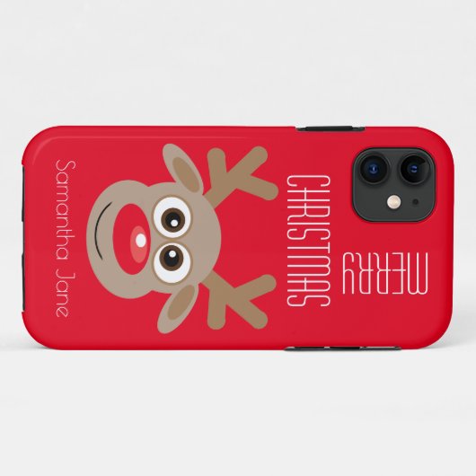Kerst Cartoon Rendier Karakter Rood Named Case-Mate iPhone Case (Achterkant (horizontaal))