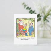Kerst Cartoon Santa's Beloften Feestdagenkaart (Staand voorkant)