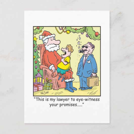 Kerst Cartoon Santa's Beloften Feestdagenkaart (Voorkant)