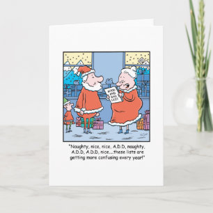 Kerst Cartoon Santa's goede en slechte lijst. Feestdagen Kaart