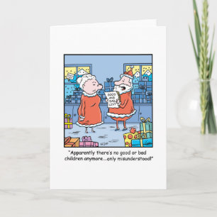 Kerst Cartoon Santas Goede en slechte lijst Feestdagen Kaart