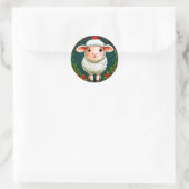 Kerst cartoon schaap ronde sticker (Tas)