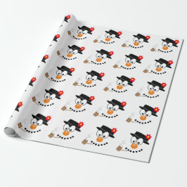 Kerst Cartoon Sneeuwman Plezier Cadeaupapier