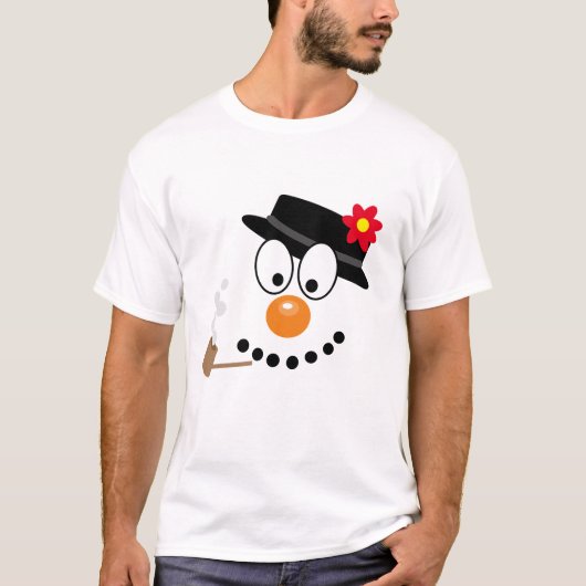 Kerst Cartoon Sneeuwman T-shirt (Voorkant)