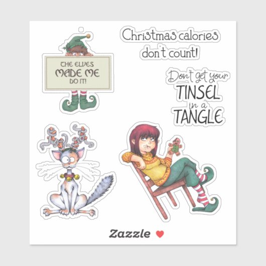 Kerst Cartoon Sticker (Vel)