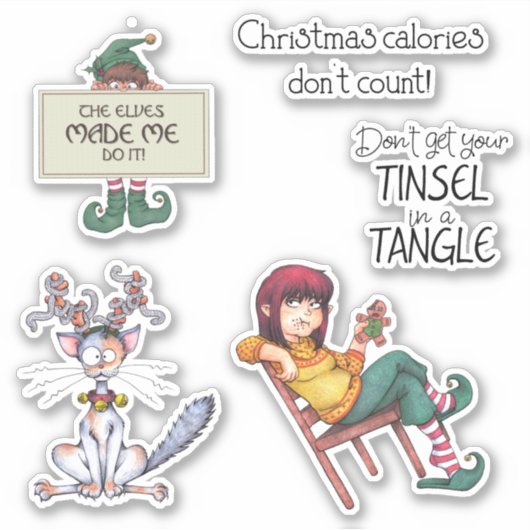 Kerst Cartoon Sticker (Voorkant)
