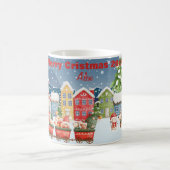 Kerst cartoon trein stad winter koffiemok (Center)