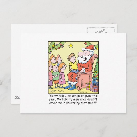 Kerst Cartoon Verzekering voor Sinterklaas Feestdagenkaart (Voorkant / Achterkant)