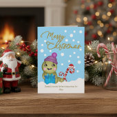 Kerst Cartoon Worm Aanpasbare Bericht Feestdagenkaart