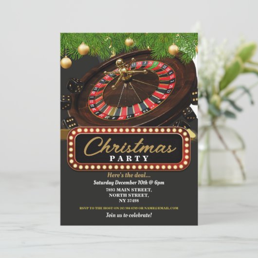 Kerst Casino Feest Feestelijke Black Jack Kaart (Staand voorkant)